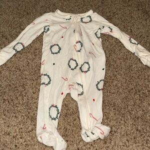 Festive Wreath and Candy Cane Baby Footie